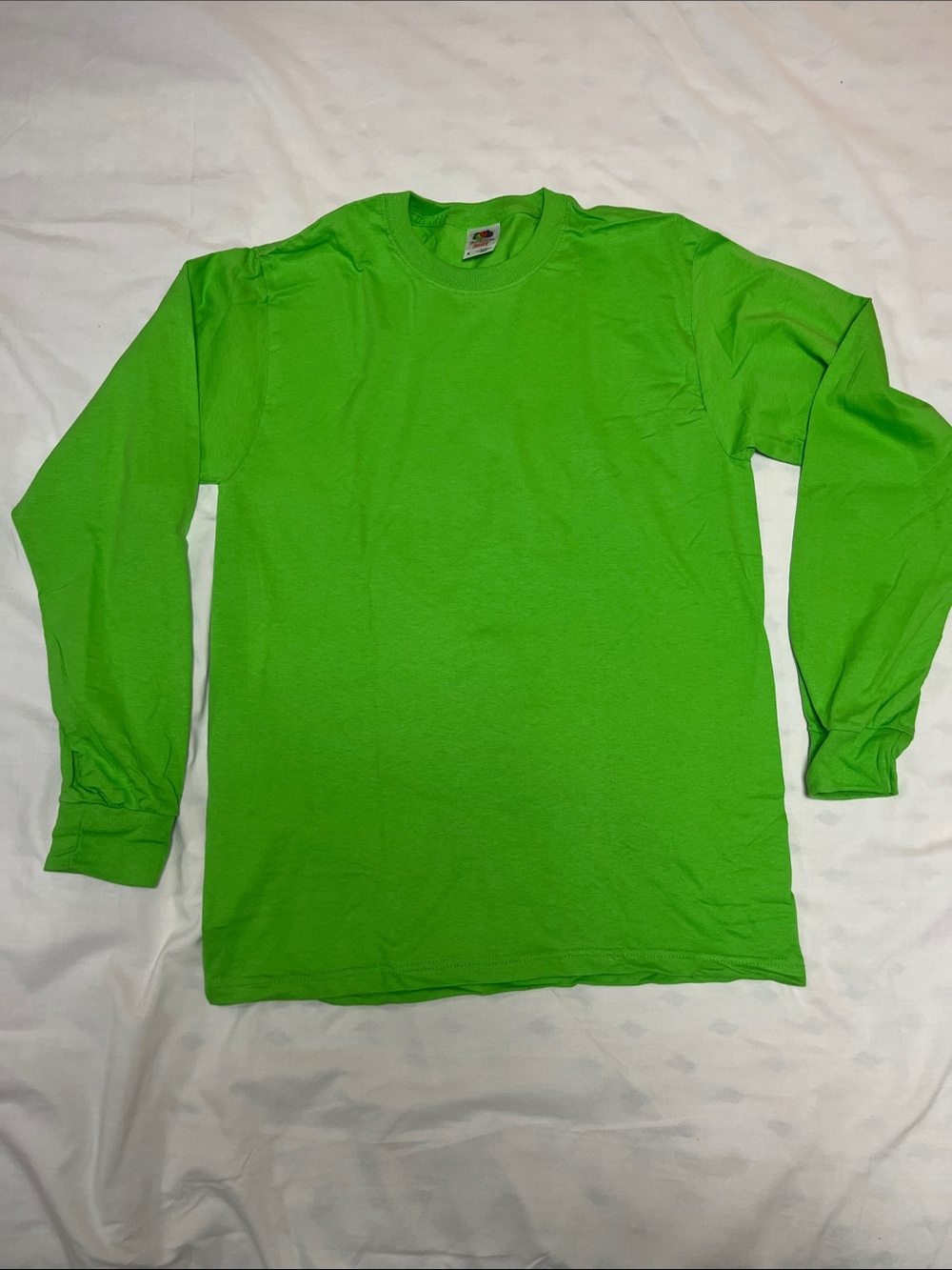 5 Brand New Fruit of the Loom Neon Green Long Sleeve Crews  (lot of 5)
